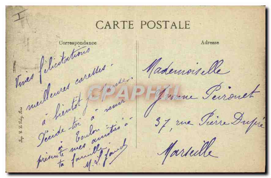 CPA Toulon Cap Brun Vue sur le Mourillon  — Verso