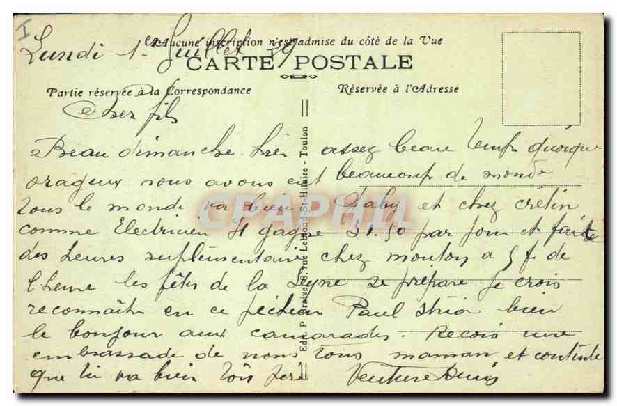 Sablettes-les-Bains — Küste — Umgebung von Toulon — Verlag: CPAPHIL, Nr. 241 — Rückseite