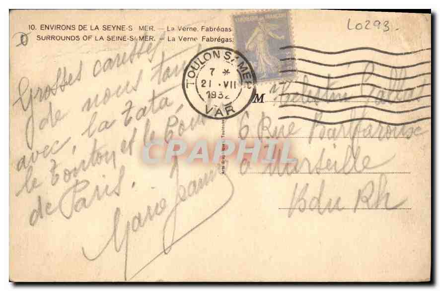CPA Environs de la Seynes s Mer La Verne Fabregas — Reverso