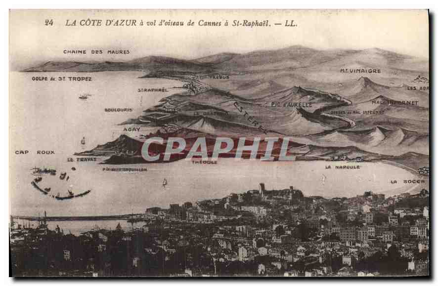 CPA La Cote d'Azur a vol d'oiseau de Cannes a St Raphael 