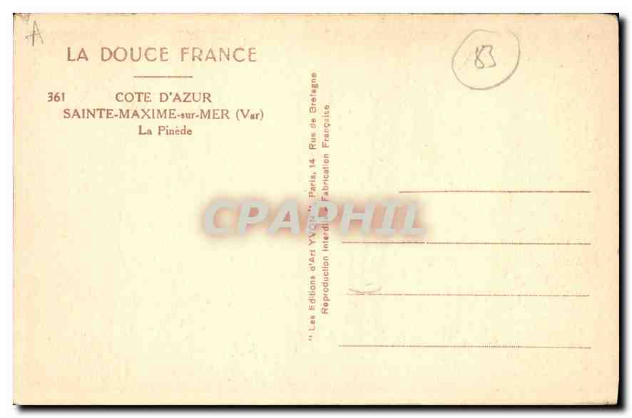 CPA Cote d'Azur Sainte Maxime sur Mer Var La Pinede  — Rückseite