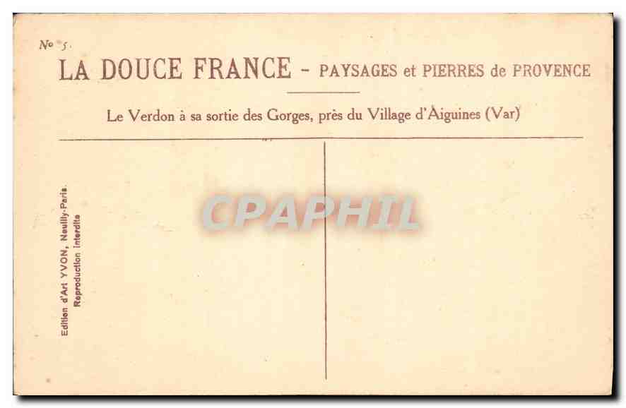 CPA Le Verdon a sa sortie des Gorges pres du Village d'Aiguines Var  — Rückseite