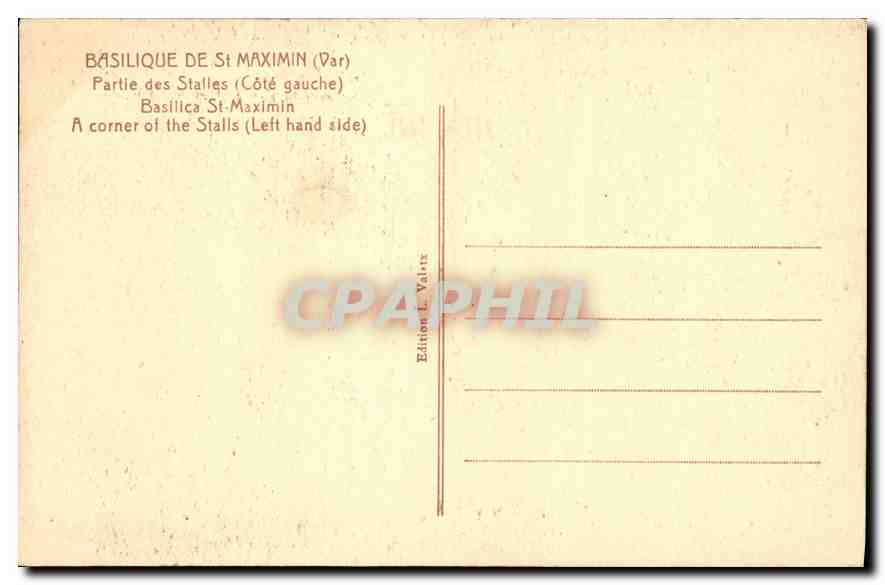 CPA Basilique de St Maximin Var Partie des Stalles Cote gauche  — Rückseite