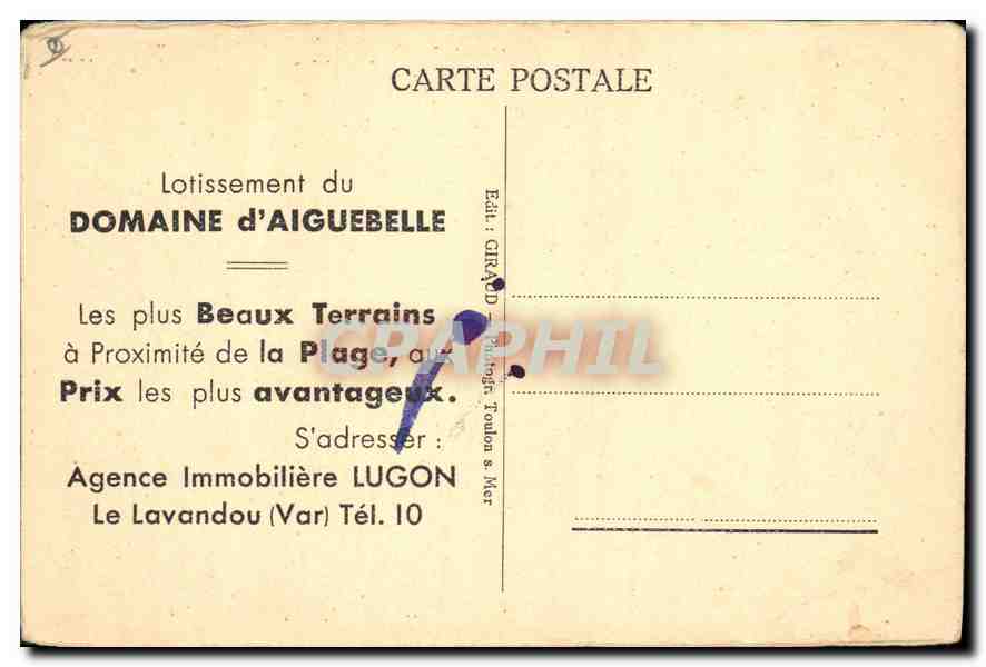 CPA Les Baies de St Clair et du Lavandou vues du Domaine d'Aiguebelle  — Rückseite