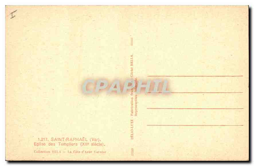 CPA Saint Raphael Var Eglise des Templiers XII siecle  — Back