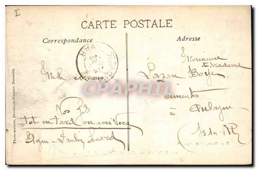 CPA St Zacharie Lac et Chateau de Suporta  — Rückseite