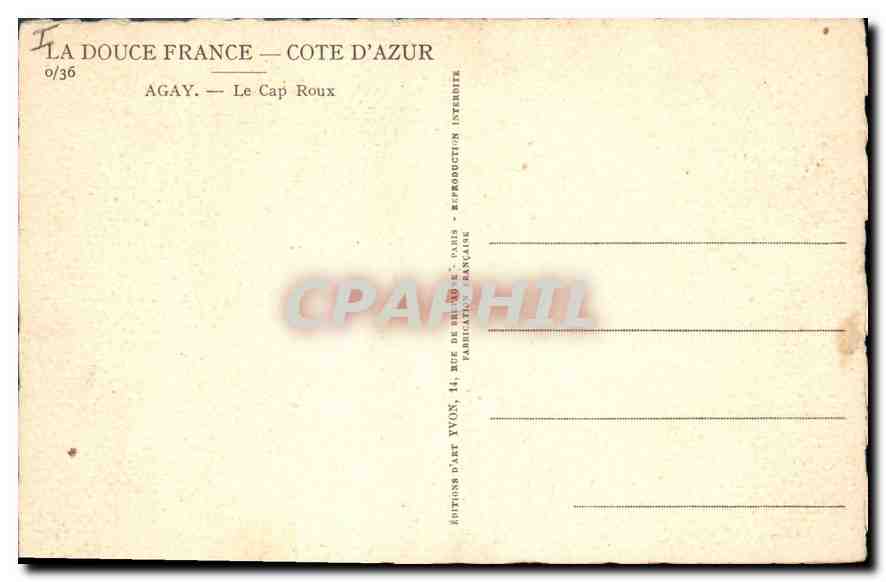 CPA Agay Le Cap Roux  — Rückseite