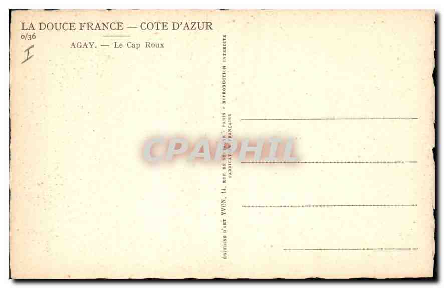 Agay — Le Cap Roux — Éditions Gérard Yvon, Paris — Rückseite