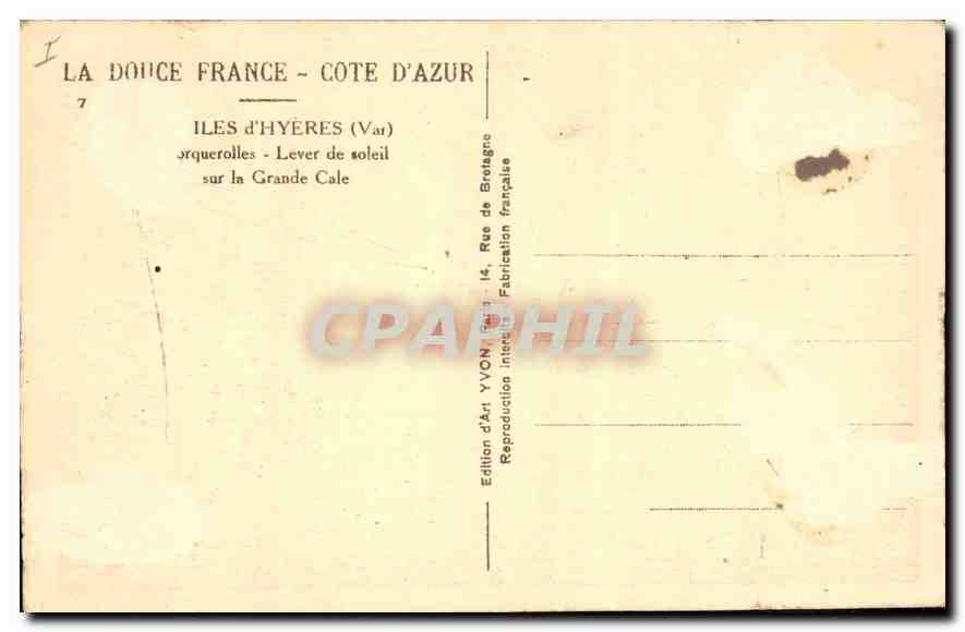 CPA Cote d'Azur Lever de soleil sur la Grand Cale — Verso