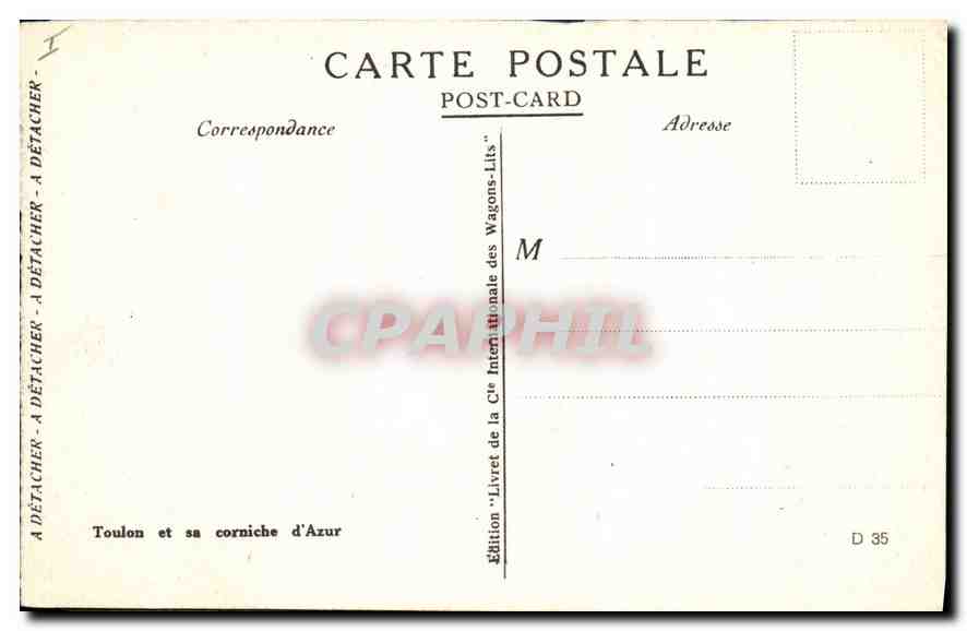 CPA Toulon et sa corniche d'Azur  — Rückseite