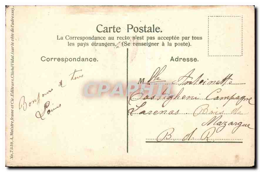 CPA Toulon La vieille darse  — Rückseite
