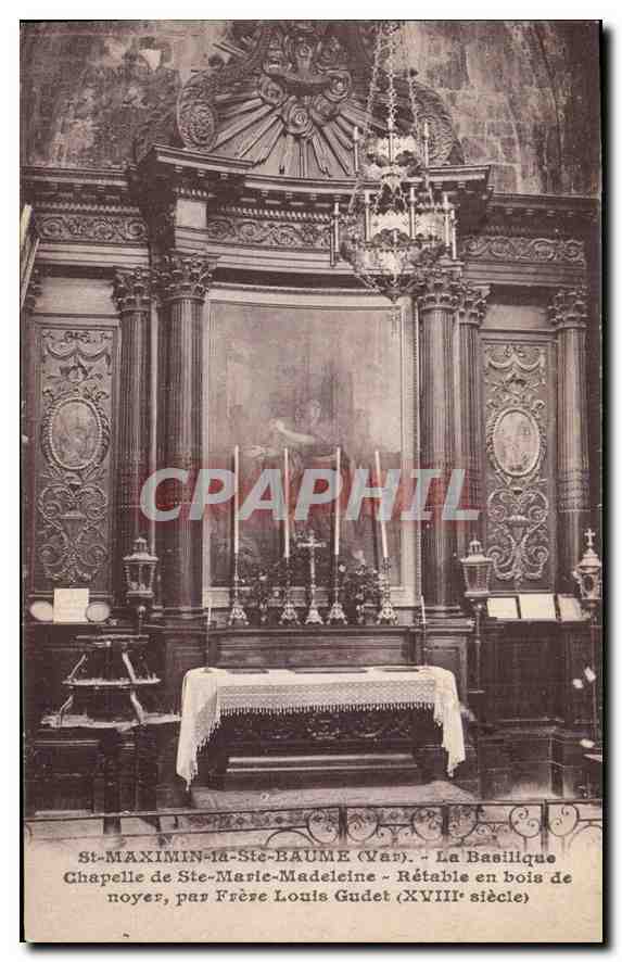 CPA St Maximin la Ste Baume Var La Baslique Chapelle de Ste Marie Magdelaine Retable en bois de noye