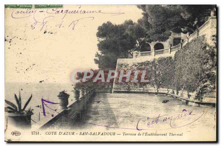 CPA Cote d'Azur San Salvadour Terrasse de l'Etablissement Thermal 