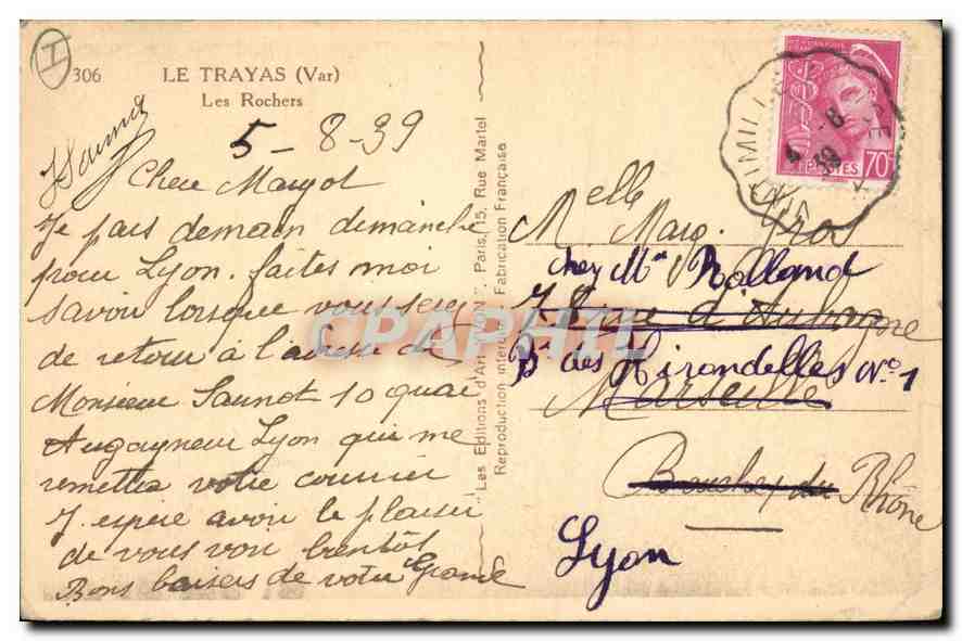 CPA Le Trayas Var Les Rochers  — Verso