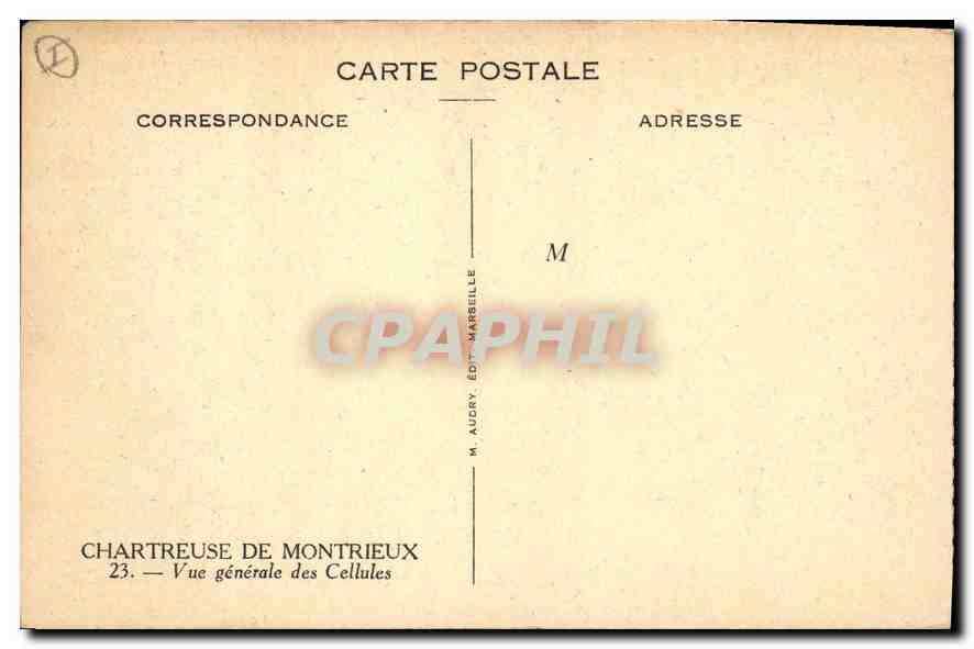 CPA Chartreuse de Montrieux Vue generale des Cellules  — Verso