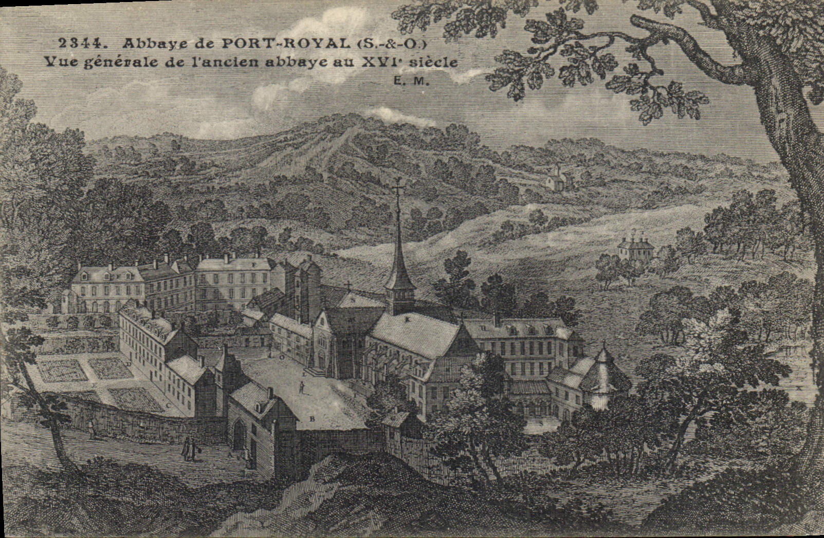 Abbaye de Port-Royal (S.-&-O) — Vue générale de l'ancien abbaye au XVIe siècle — E. M.