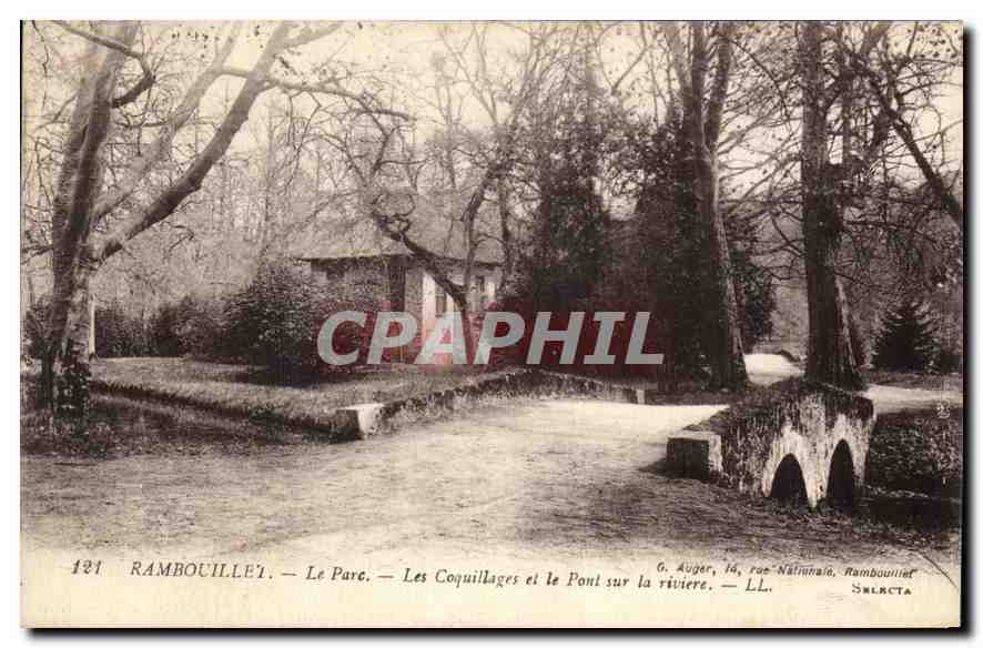 Rambouillet — Le Parc — Les Coquillages et le Pont sur la rivière — G. Auger, 14, rue Nalinhaïs, Rambouillet — LL