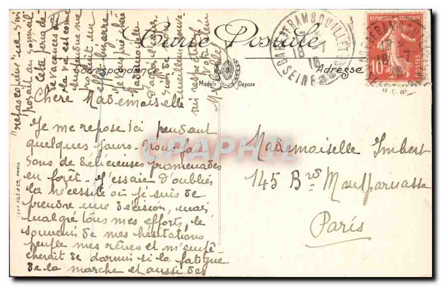 Rambouillet — Der Park, Ansicht vom Île des Roches — Edition Librairie Nouvelle — LL — Rückseite