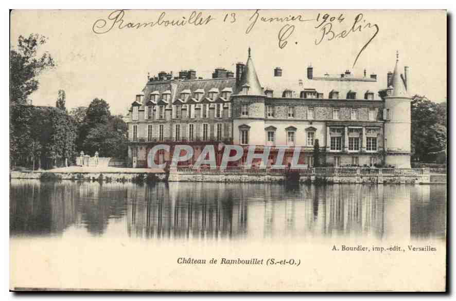 Château de Rambouillet — vue du château reflété dans un étang — A. Bourdier, imp.-édit., Versailles
