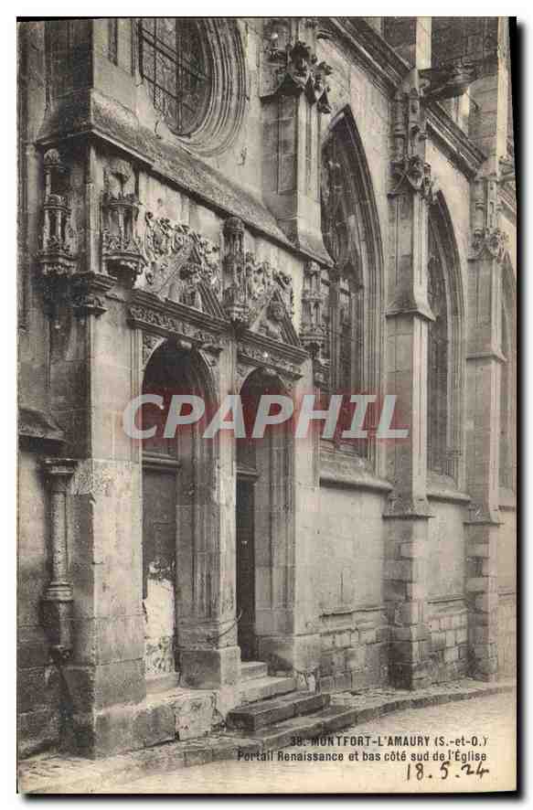 Montfort-l'Amaury — Portail Renaissance et bas côté sud de l'église — Union Phot Parisienne