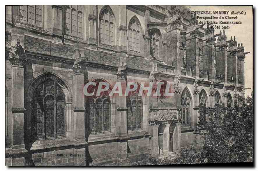 Montfort-l'Amaury (S.-et-O.) — Perspective du Chevet de l'Église Renaissance — Côté Sud — Éd. J. Warson