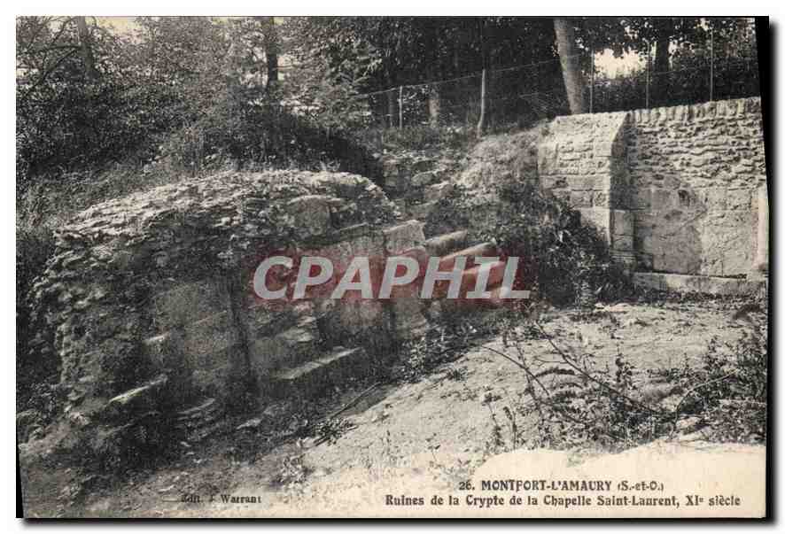Montfort-l'Amaury — Ruines de la crypte de la chapelle Saint-Laurent, XIe siècle — Éd. F. Warrant, n° 26