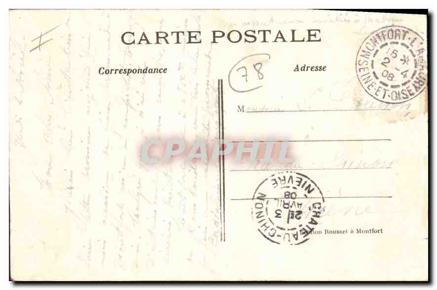 Montfort-l'Amaury — La Grande Tour — Poste — Verso