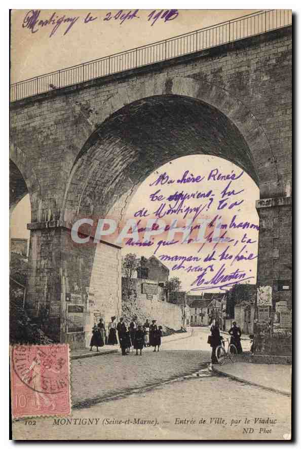 CPA Montigny Seine et Marne Entree de Ville par le Viaduc