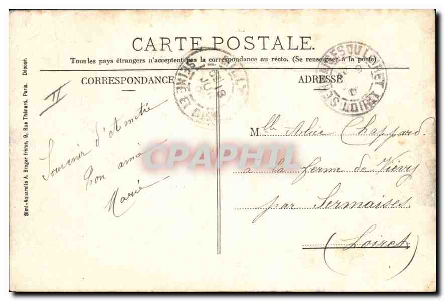 CPA Milly S et O Courances Le Chateau  — Rückseite