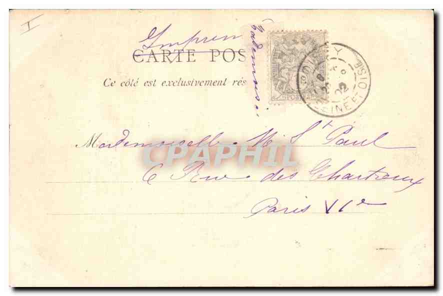 Poissy (S.-st-O.) — Portail et Flèche en pierre de l'Église Saint-Louis — A. BOURDIER, Imprimeur-Éditeur, Versailles — Verso