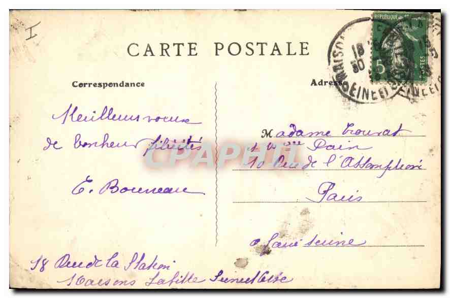 Maison-Laffitte (S.-et-O.) — Das Schloss, das im August 1912 zum Nationalmuseum erklärt wurde, Südseite — Verlag: Graphil — Rückseite