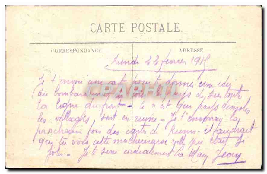 Intérieur de l'église de Montceaux (Marne) — après le bombardement — G. L. n°370 — Back