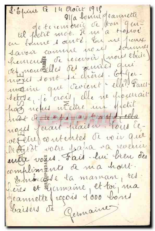 LÉPINE (Marne) — La rue principale après le bombardement — J. Courcier, 8 rue Simon-le-Franc, Paris. — Verso