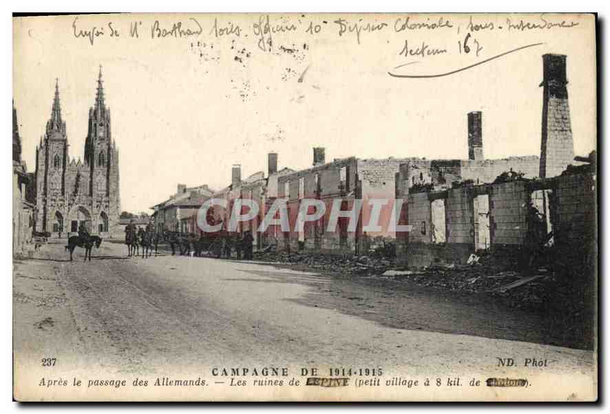 Les ruines de Lépine — Campagne de 1914-1915 — ND. Phot.