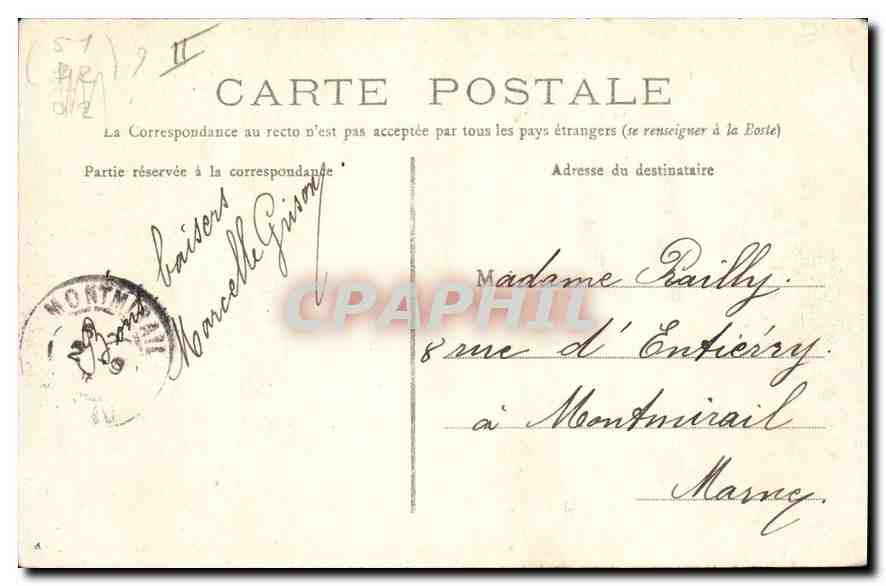 CPA Environs de Montmirail Colonne commemoratibe de la bataille de Marchais Montmirail 11 Fevrier 18 — Rückseite