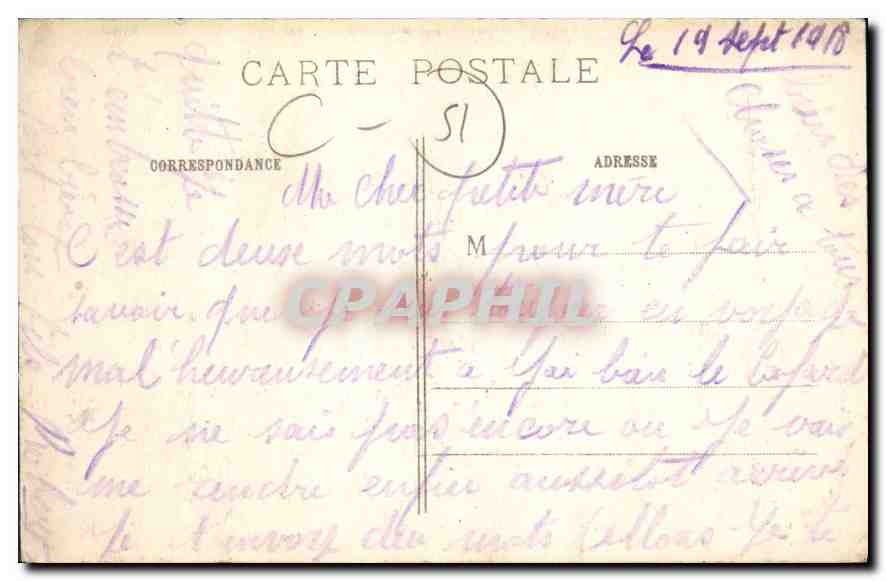 LÉPINE (Marne) — La rue principale après le bombardement — J. Courcier, 8 rue Simon-le-Franc, Paris — Verso