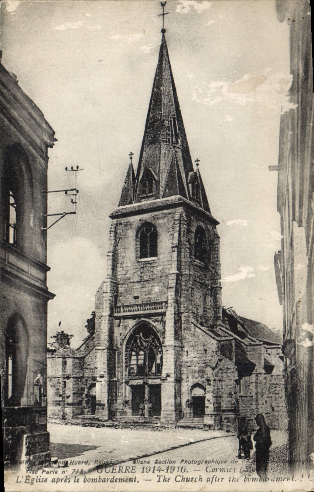 Église après bombardement — Cormicy — Édition Huard, Paris n° 738