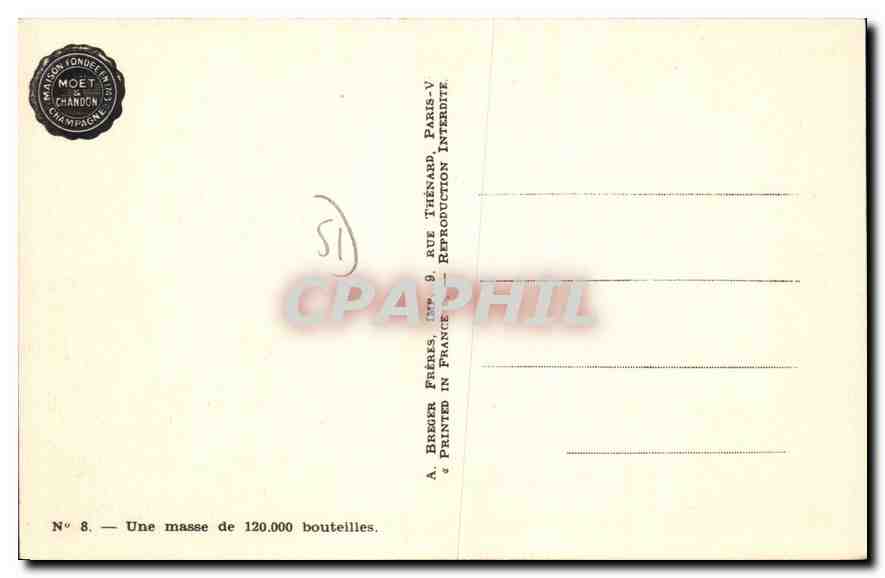 CPA Une masse de 12000 bouteilles Moet et Chandon — Back