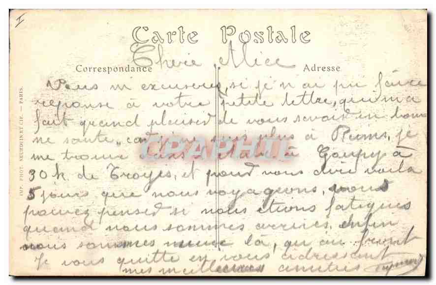 CPA Reims Archeveche apres le bombardement et incendie  — Rückseite