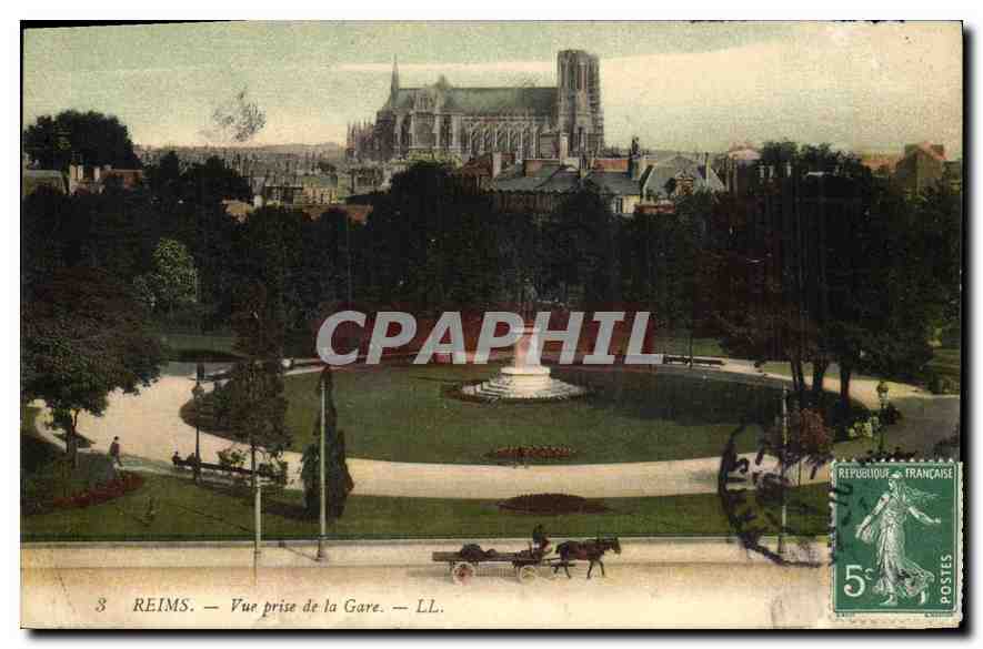 CPA Reims Vue prise de la Gare 
