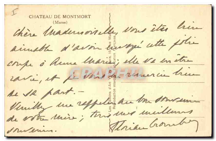 CPA Chateau de Montmort Marne  — Back