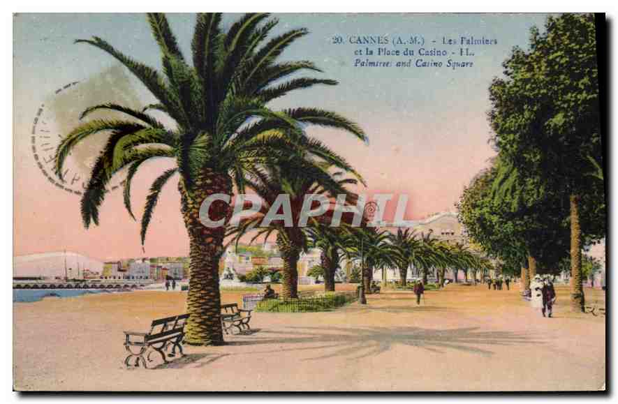 CPA Cannes AM Les Palmers et la Place du Casino 