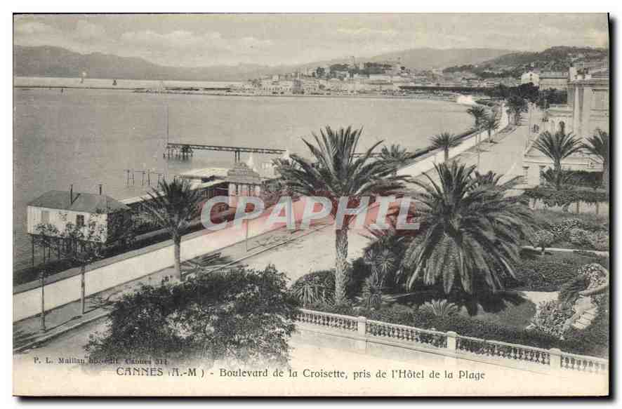 CPA Cannes AM Boulevard de la Croisette pris de l'Hotel de la Plage 