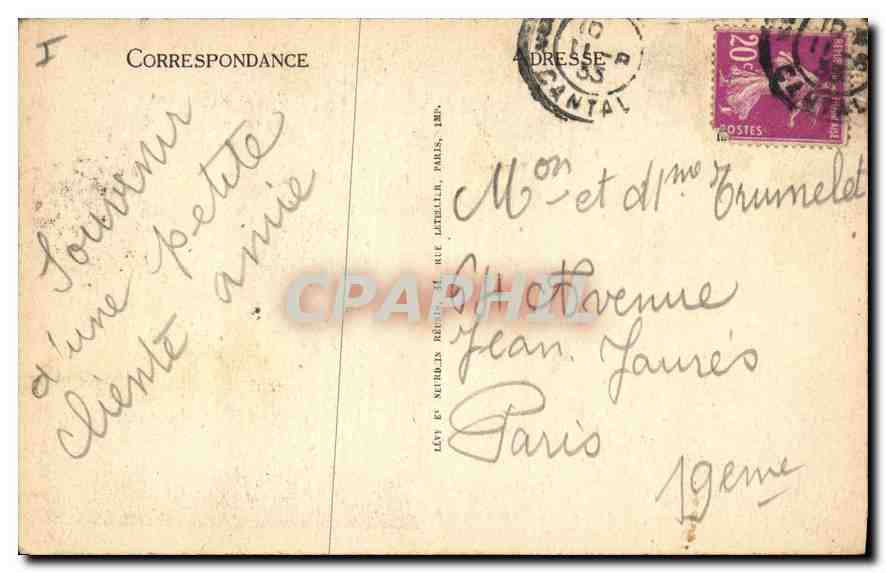 CPA Route de Vic sur Cere Au Lioran  — Back