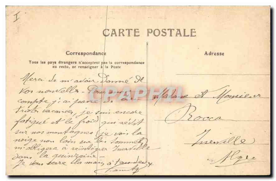 CPA L'Auvergene Vic sur Cere la Cere  — Back