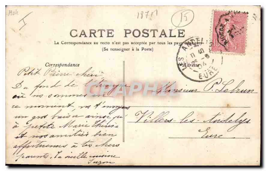 CPA L'Auvergne La Cascade du Pas de la Cere  — Rückseite