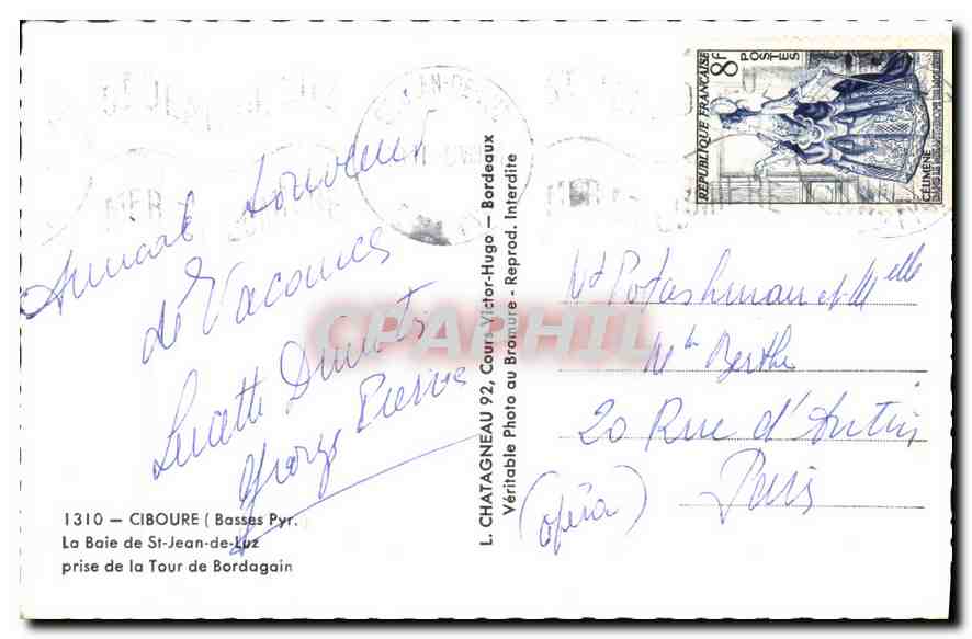 CPA Ciboure Basses Pyr La Baie de St Jean de Luz prise de la Tour de Bordagain  — Verso