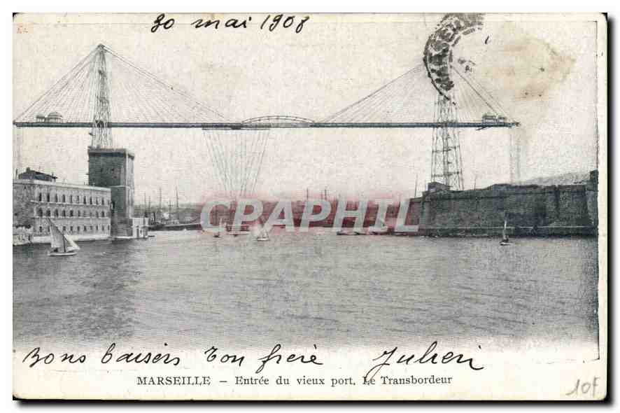 CPA Marseille Entree du vieux port Le Transbordeur 