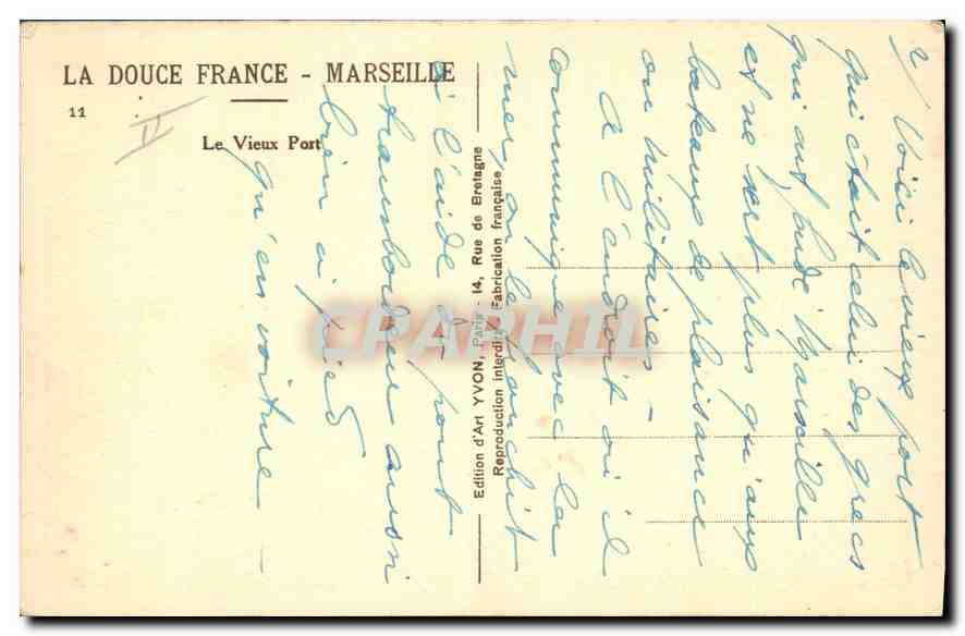 CPA La Douce France Marseille Le Vieux Port  — Rückseite
