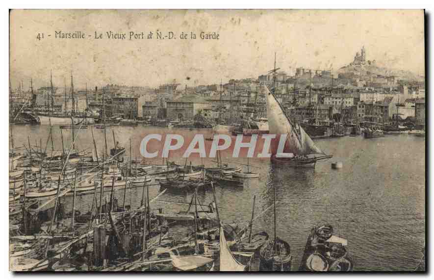 CPA Marseille Le Vieux Port et ND de la Garde 